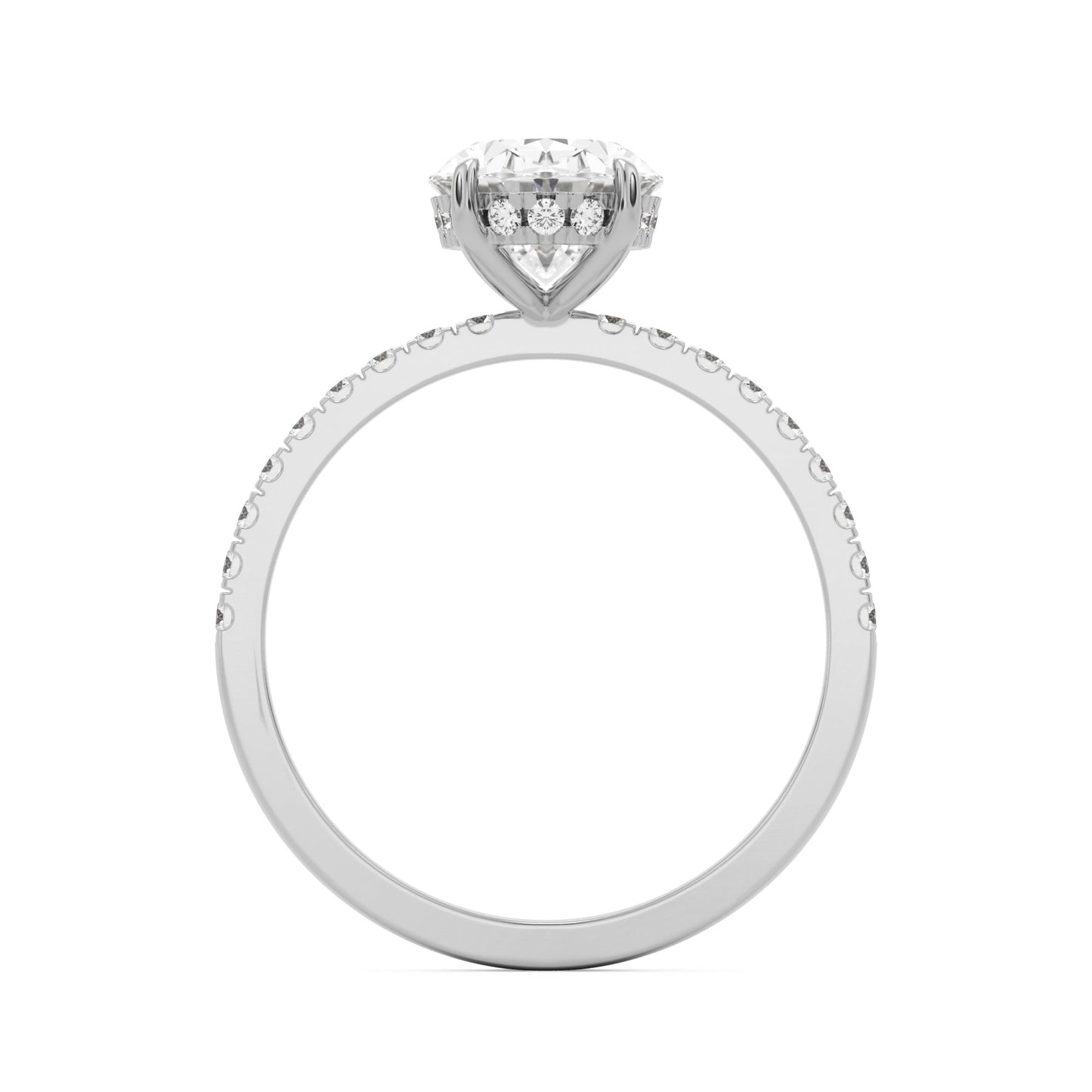 Oval Moissanite Hidden Halo Pavé Engagement Ring