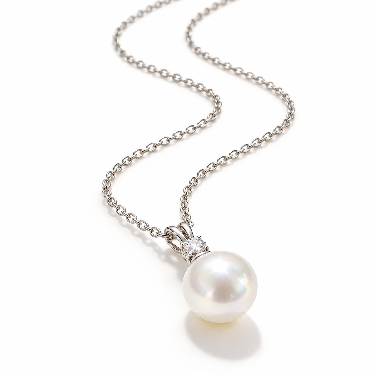 Pearl Moissanite Pendant Necklace