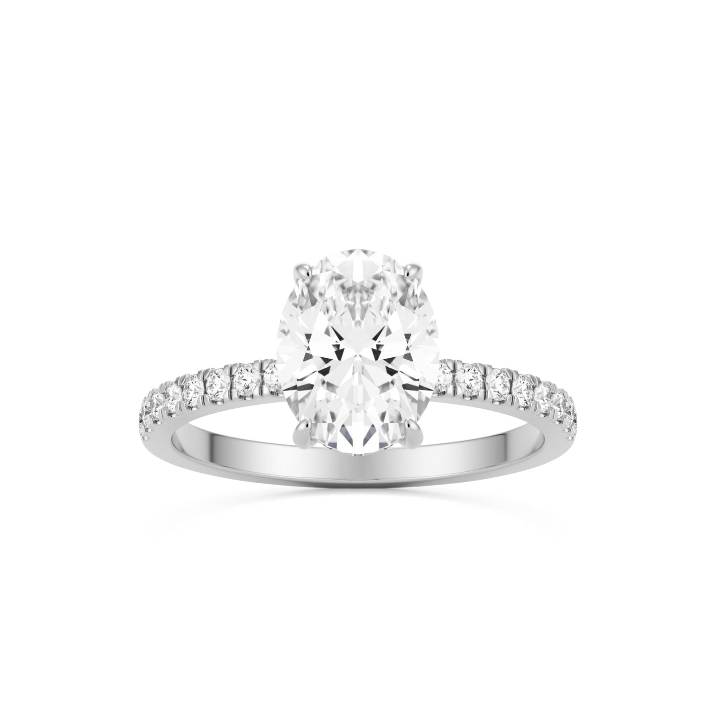Oval Moissanite Hidden Halo Pavé Engagement Ring