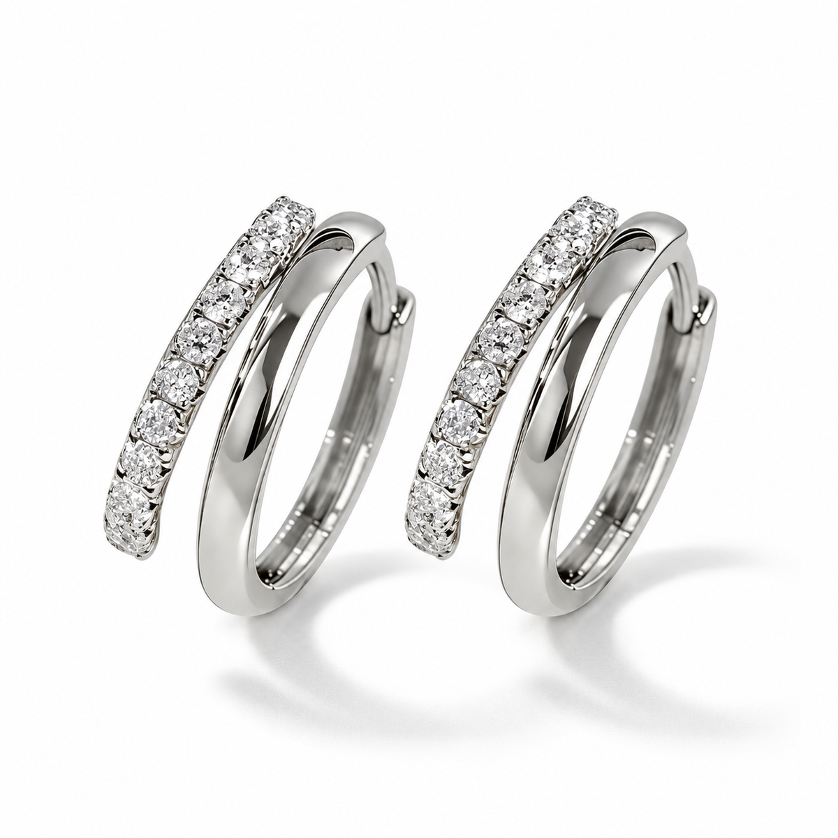 Round Moissanite Huggie Hoop Earrings