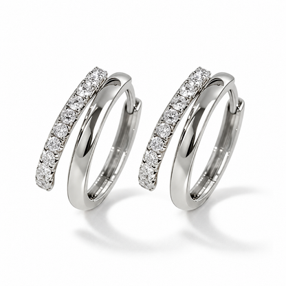 Round Moissanite Huggie Hoop Earrings