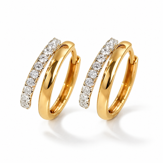 Round Moissanite Huggie Hoop Earrings