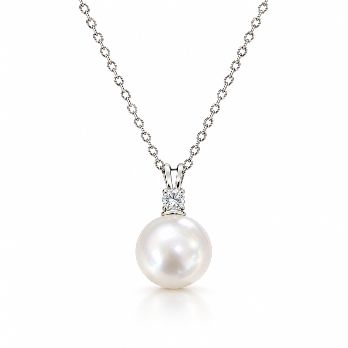 Pearl Moissanite Pendant Necklace
