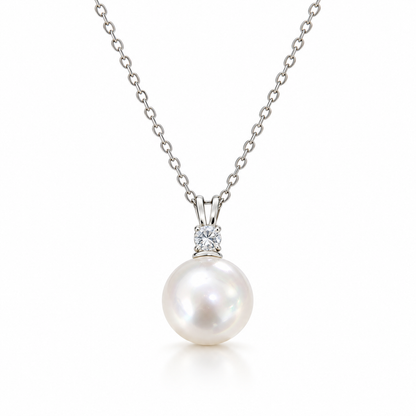 Pearl Moissanite Pendant Necklace