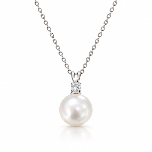 Pearl Moissanite Pendant Necklace