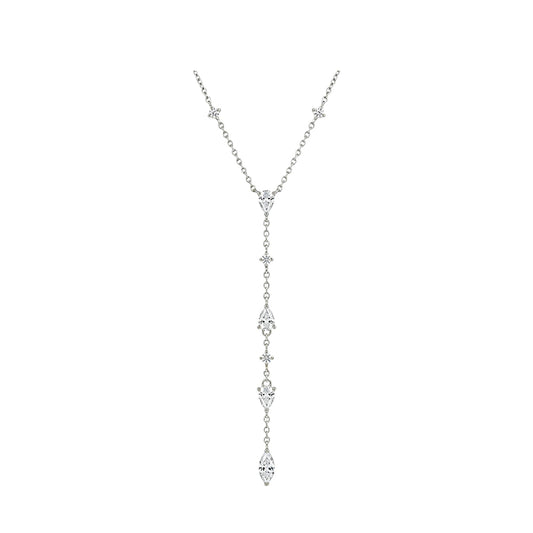 Cascading Teardrop & Marquise Moissanite Y Lariat Necklace — gallery view 1 of 12