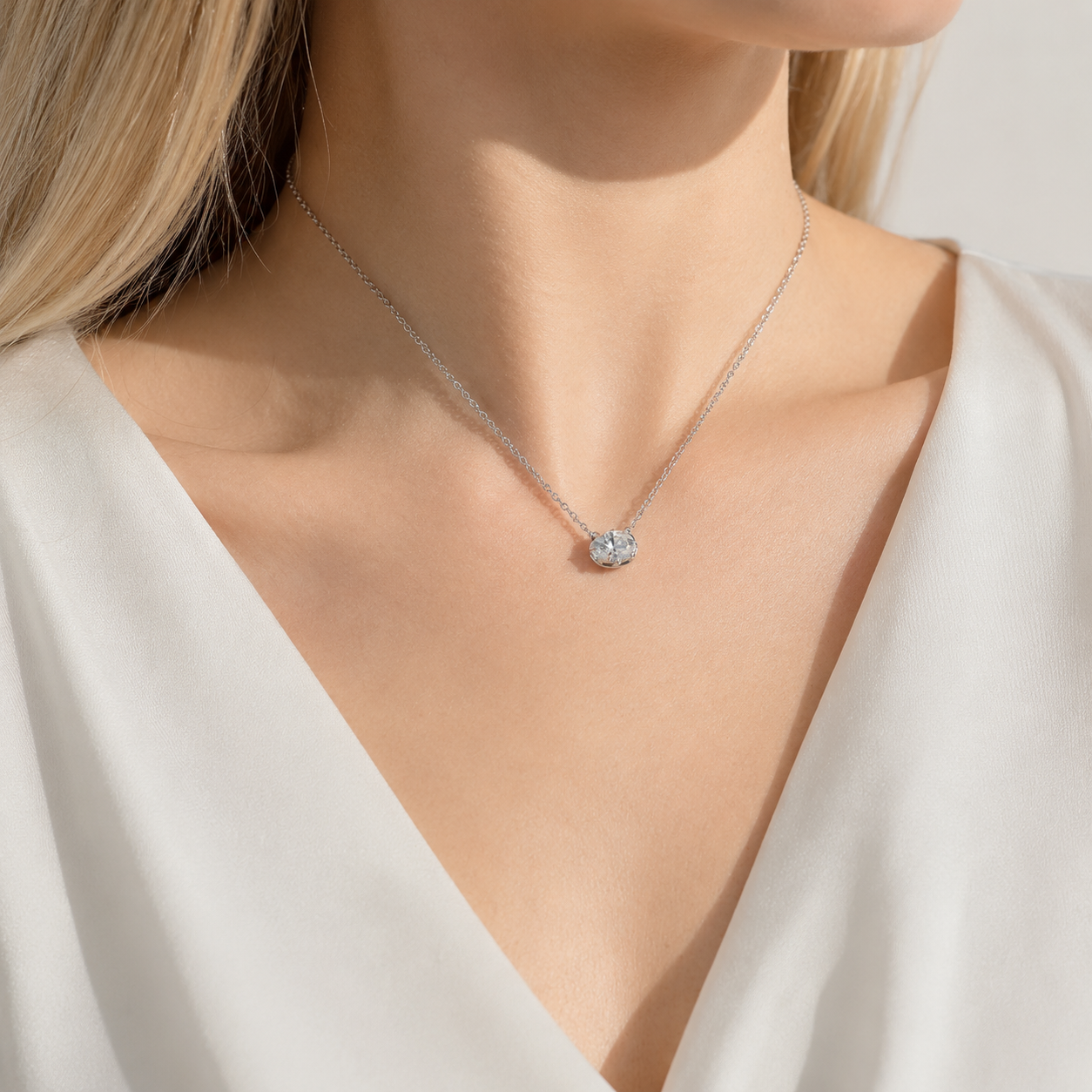 Oval Moissanite Solitaire Necklace