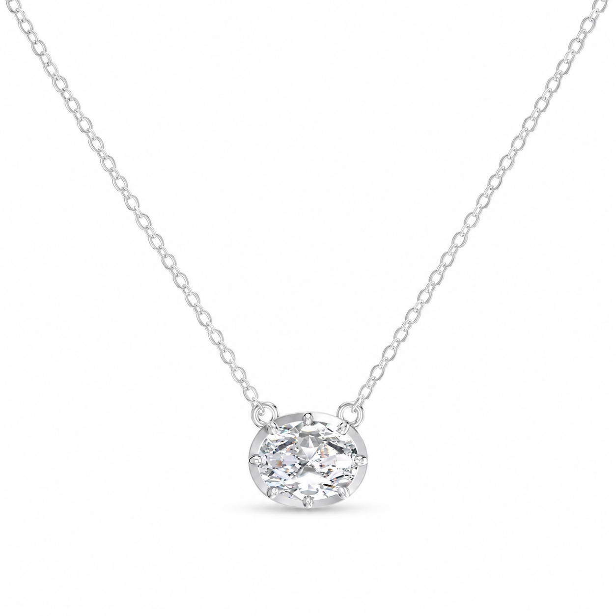 Oval Moissanite Solitaire Necklace