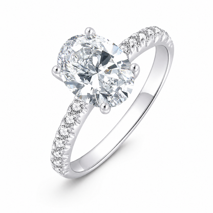Oval Moissanite Hidden Halo Pavé Ring — gallery view 3 of 7