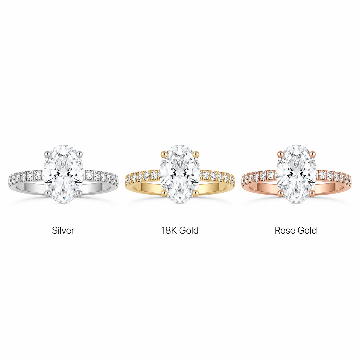 Oval Moissanite Hidden Halo Pavé Ring — gallery view 6 of 7