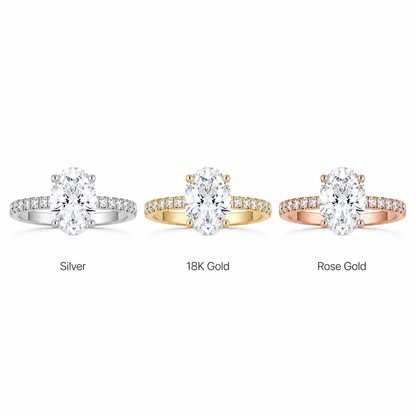 Oval Moissanite Hidden Halo Pavé Ring — gallery view 6 of 7