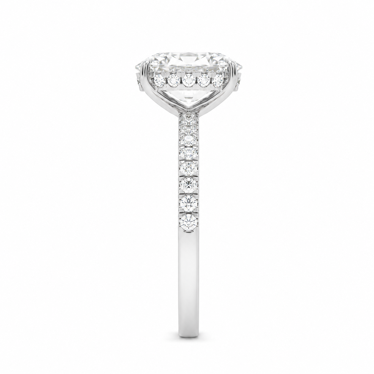 Oval Moissanite Hidden Halo Pavé Ring — gallery view 5 of 7