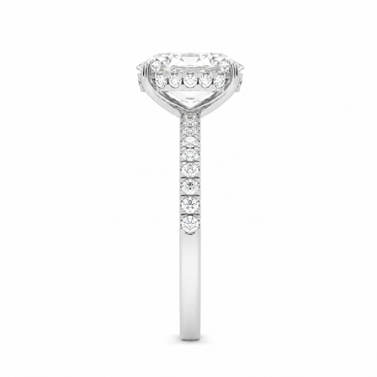 Oval Moissanite Hidden Halo Pavé Ring — gallery view 5 of 7