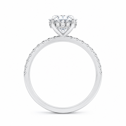 Oval Moissanite Hidden Halo Pavé Ring — gallery view 4 of 7