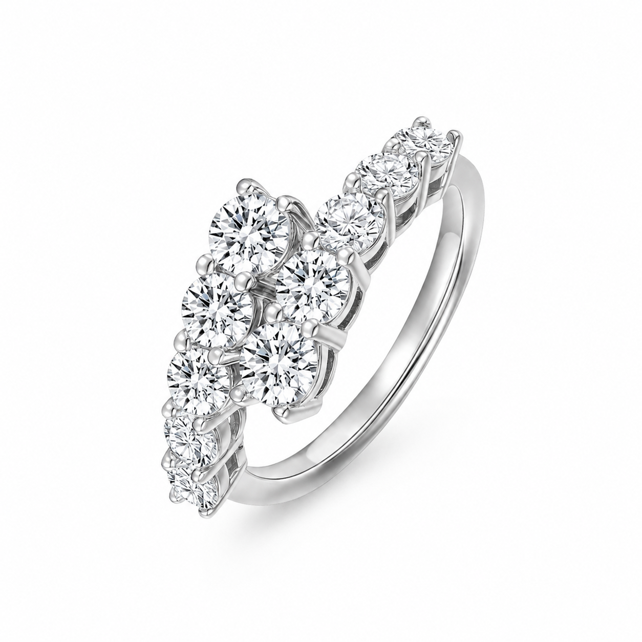 Round Moissanite Adjustable Open Cluster Ring