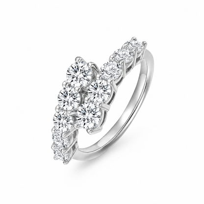 Round Moissanite Adjustable Open Cluster Ring