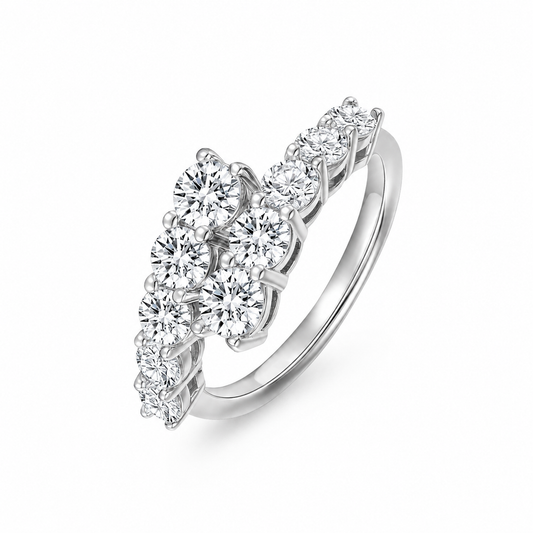 Round Moissanite Adjustable Open Cluster Ring