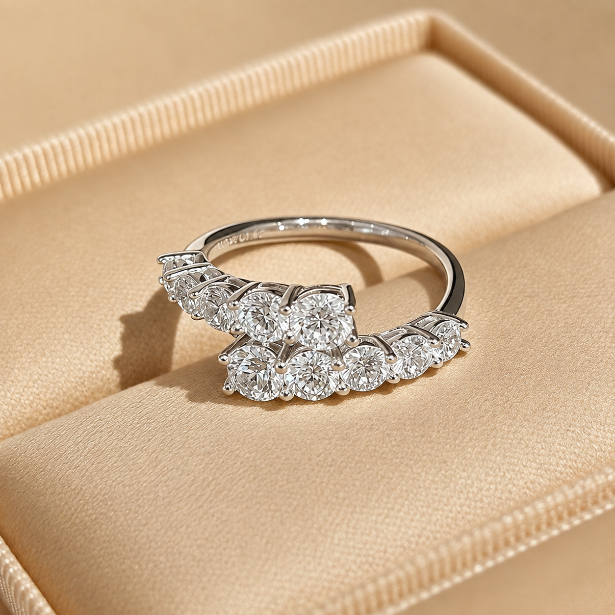 Round Moissanite Adjustable Open Cluster Ring