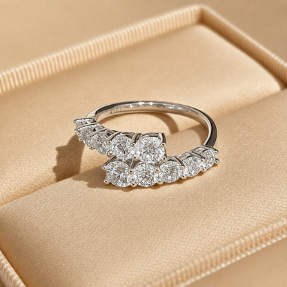 Round Moissanite Adjustable Open Cluster Ring
